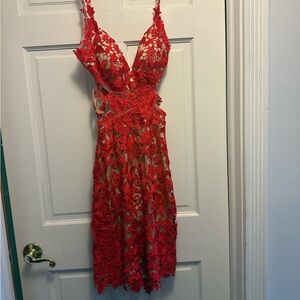 Elegant Red Lace Dress
